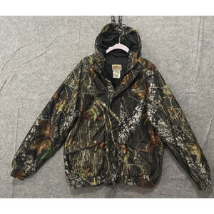 Fieldstaff Mossy Oak Camo Hooded Jacket Mens‎ Sz M Lined Pockets Hunting